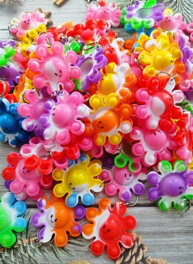 HOZKEAP 100 Packs Bulk Ocean Octopus Mini pop Fidget Assorted Color Cute Sea Creature Keychain,Boys and Girls Kids Birthday Party Favors,Classroom Students Supplies - Image 4
